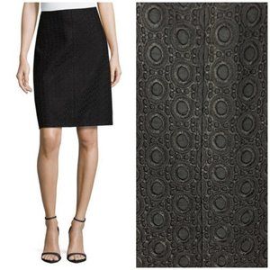 THEORY black embroidered eyelet lace skirt